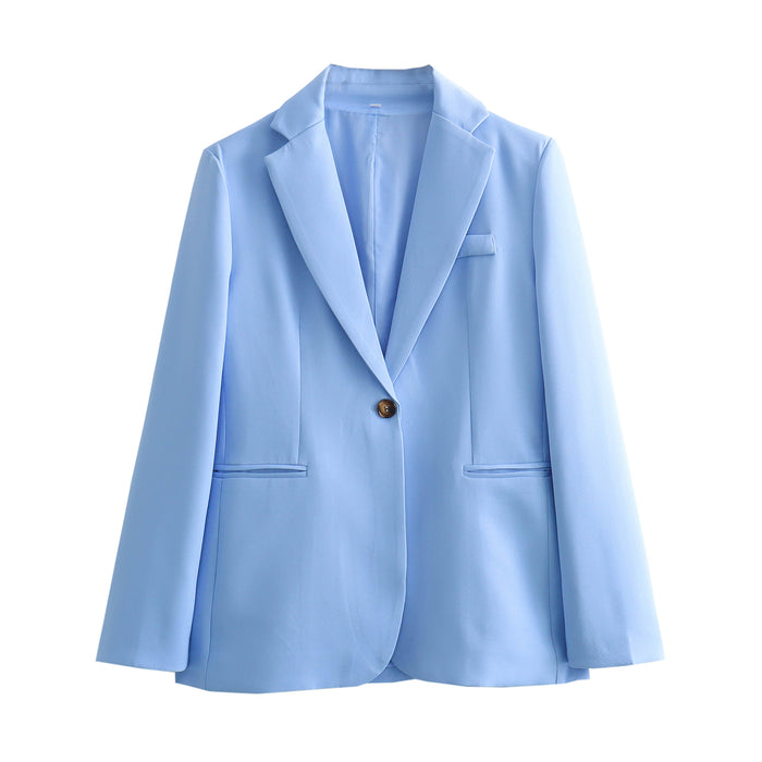 Color-Suit-Spring Women Straight Cut Blazer Vertical Straight Leg Pants Suit-Fancey Boutique