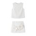 Color-White Suit-Spring Women Clothing Sleeveless Vest Top Skirt Two Piece Set-Fancey Boutique