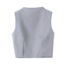 Color-Gray-Spring Solid Color Pullover Sleeveless Slim Top Pocket Split Skirt Set Women-Fancey Boutique