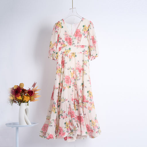 Women Summer Vacation Heavy Press Print Maxi Dress-Multi-1-Fancey Boutique