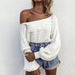 Autumn Winter Arrival off Shoulder Hollow Out Cutout Knitted Sweater Women Tops Internet Celebrity-Fancey Boutique