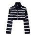 Spring Women Slim Stand Collar High Waist Short Striped Knitted Coat-Multi-Fancey Boutique