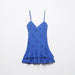 Color-Blue-Summer Bandeau Sling Short Hollow Out Cutout Out Solid Color Non Stretch Laminated Decoration Short Dress-Fancey Boutique