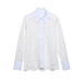 Color-White-Spring Collared Long Sleeve Buckle Embroidered Hollow Out Cutout Design Shirt Women-Fancey Boutique