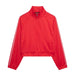 Color-Sweater-Women Clothes Contrast Color Striped Silk Satin Jacket Women Coat-Fancey Boutique