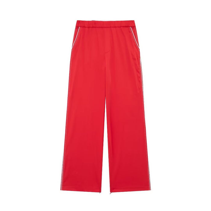 Color-Casual Pants-Women Clothes Contrast Color Striped Silk Satin Jacket Women Coat-Fancey Boutique