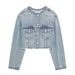 Spring Women Casual Short Denim Jacket-Blue-Fancey Boutique