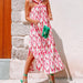 Summer Women Dress Boho Meet Strawberry Fresh Halter Side Split Dress-Strawberry Mosaic-Fancey Boutique