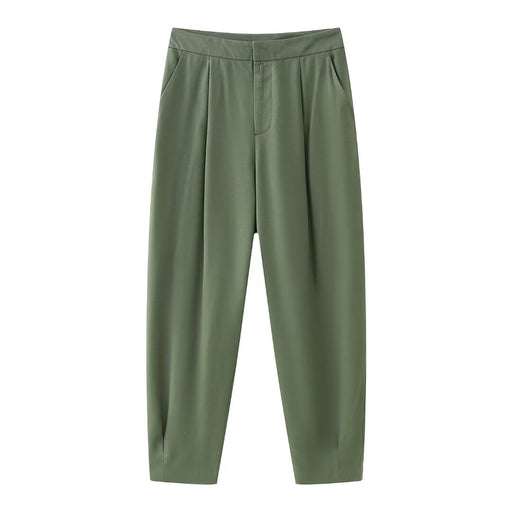 Color-Pants-Spring Women Clothing Double Button Casual Pleated Pants Sets-Fancey Boutique