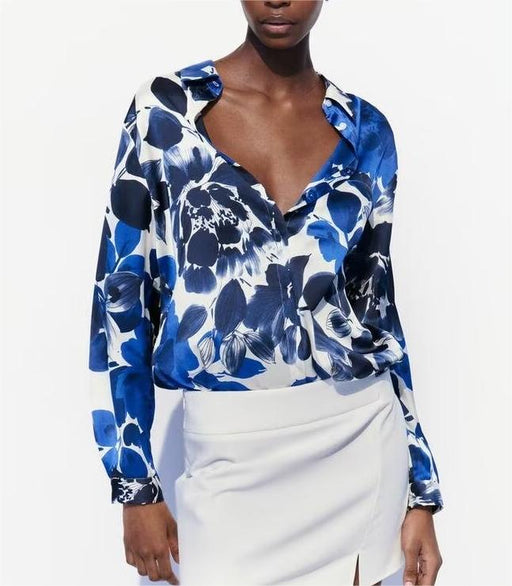 Women Casual Floral Printed Long Sleeved Shirt-Fancey Boutique
