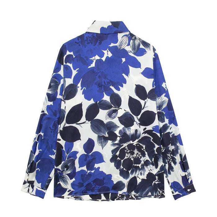 Women Casual Floral Printed Long Sleeved Shirt-Fancey Boutique