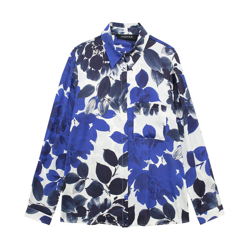 Women Casual Floral Printed Long Sleeved Shirt-Multi-Fancey Boutique