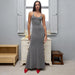 Color-Gray-Summer Women Solid Color Sling Slim Fit Maxi Dress High Waist Flare Dress-Fancey Boutique
