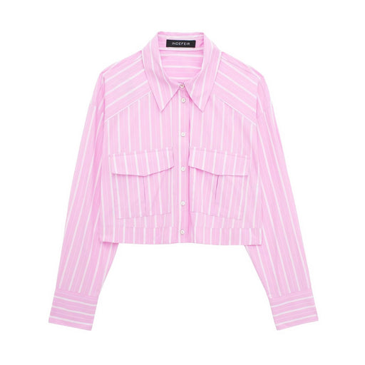 Multi Color Casual Straight Leg Double Pocket Short Shirt for Women-Pink-Fancey Boutique