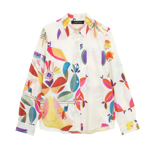 Women Clothing Spring Printed Long Sleeve Shirt-Fancey Boutique