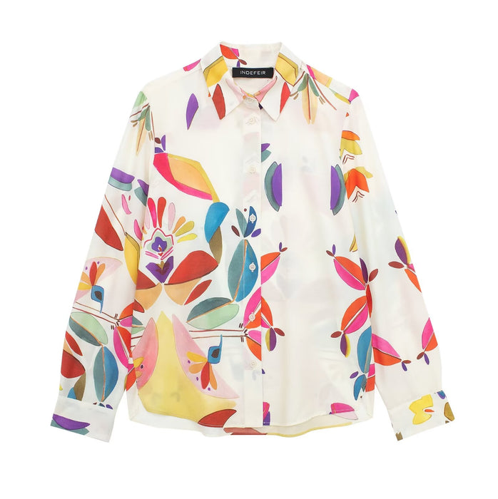 Women Clothing Spring Printed Long Sleeve Shirt-Fancey Boutique