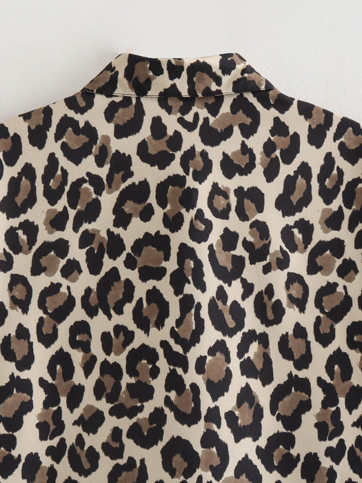 Color-Women Spring Festival Leopard Shirt Leopard Pants Suit-Fancey Boutique