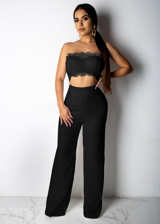 Color-Boutique Sexy Solid Color Lace Jumpsuit-Fancey Boutique