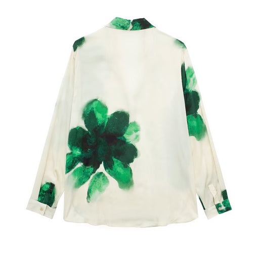 Printing Shirt Top Women Spring Chiffon Long Sleeve Shirt-Fancey Boutique