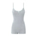 Lace Stitching Bow Base Slim Backless High Elastic Sports Tight Strap Jumpsuit Shorts-Gray-Fancey Boutique