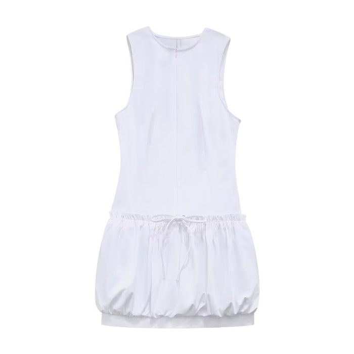 Color-White-Women Clothing French Advanced Balloon Romper Dress-Fancey Boutique