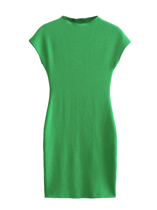 Color-Green-Spring Women Clothing Slim Stretch Knitted Short Sleeveless Dress-Fancey Boutique