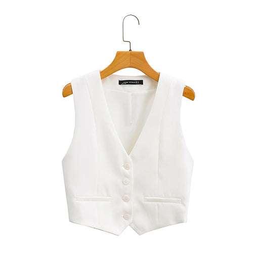 Spring Women Street All Match Short Vest-White-Fancey Boutique