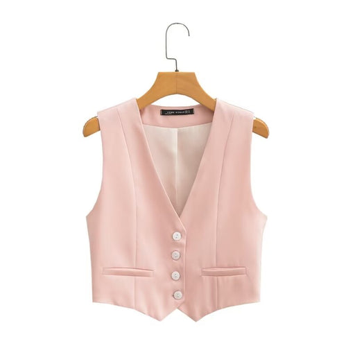 Spring Women Street All Match Short Vest-Pink-Fancey Boutique