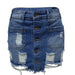 Spring Summer Breasted Denim Skirt Women Ripped Skinny Hip Skirt Short Skirt-Fancey Boutique