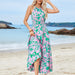 Hanging Neck Strap Tight Waist Dress Multi Level Seaside Holiday Beach Dress-Fancey Boutique