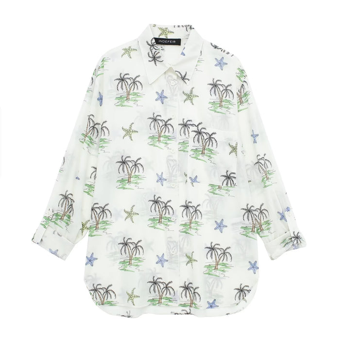 Color-Spring Women Clothing Casual All- Match Printed Shirt-Fancey Boutique