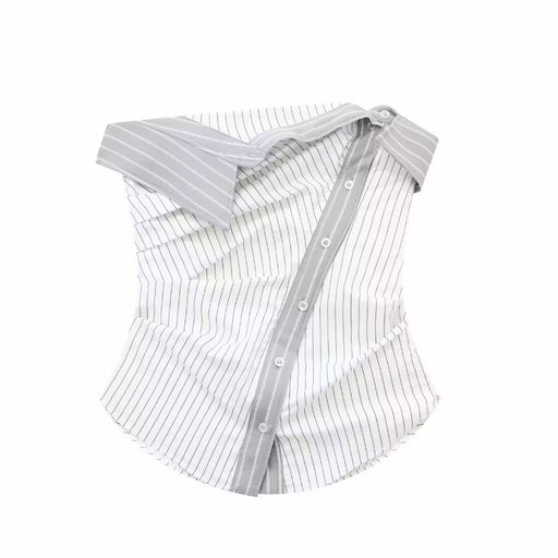 Women Clothing French Casual Retro Slim Striped Tube Top-Stripe-Fancey Boutique
