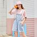 Women Clothing Denim Drawstring Suspender Pants-Blue-Fancey Boutique