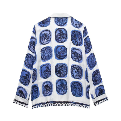 Spring Women Printed Long Sleeve Shirt-Fancey Boutique