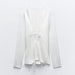 Spring Women Clothing Loose Bow Silk Satin Textured Shirt for Women-White-Fancey Boutique