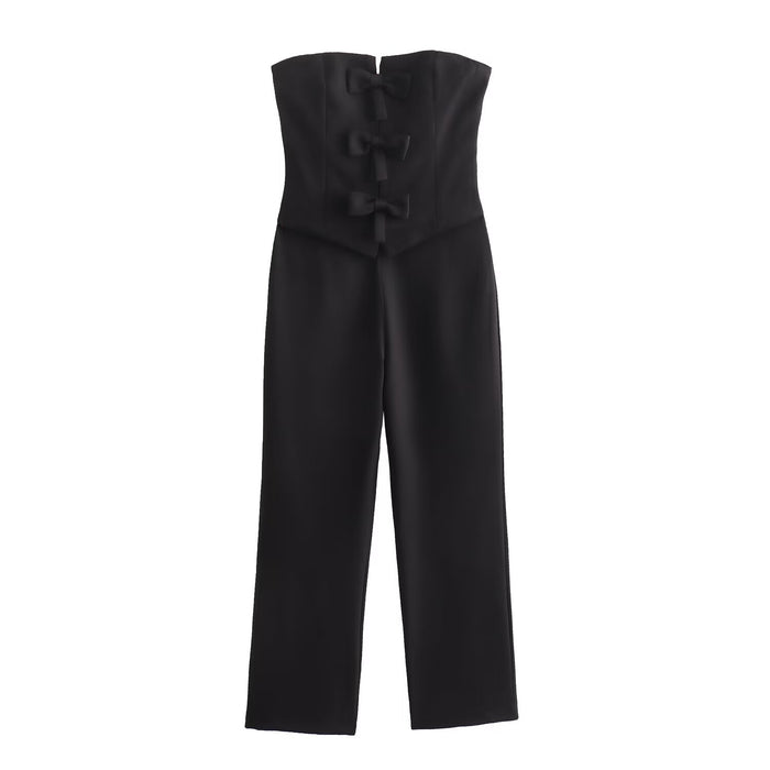 Spring Women Bow Strapless Jumpsuit-Black-Fancey Boutique