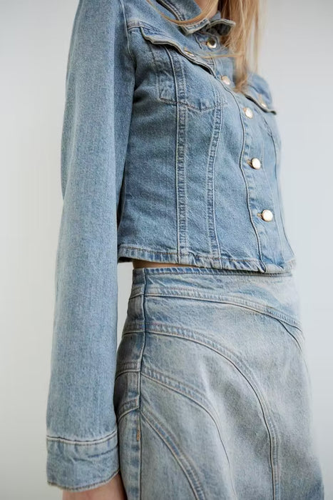 Women Spring Solid Denim Jacket Coat-Fancey Boutique