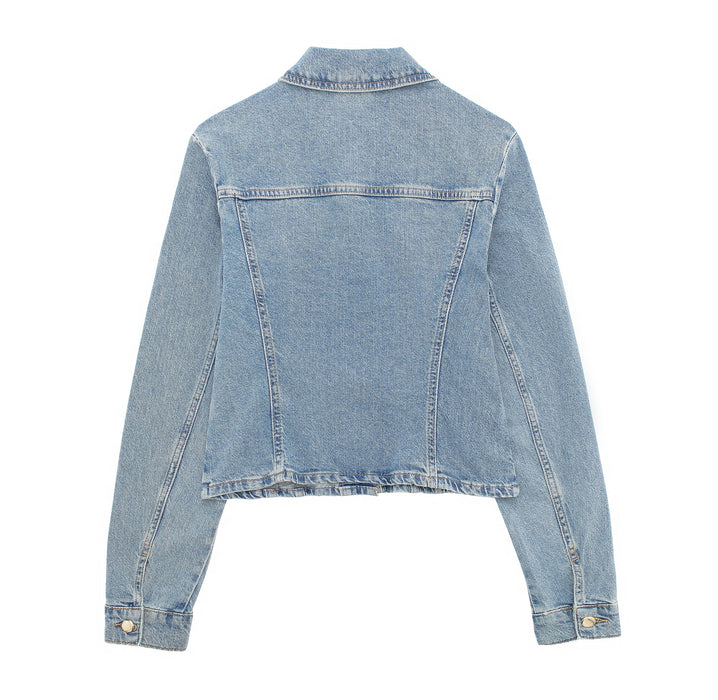 Women Spring Solid Denim Jacket Coat-Fancey Boutique