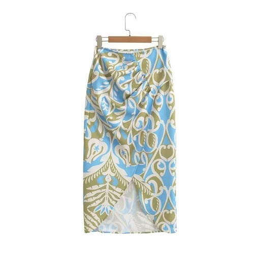 Summer Bow Tie Printed Top Double Forbidden Printing Long Skirt Set Women-Skirt-Fancey Boutique