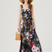 Women Summer Print Halter Dress Swing Maxi Dress-Black-Fancey Boutique