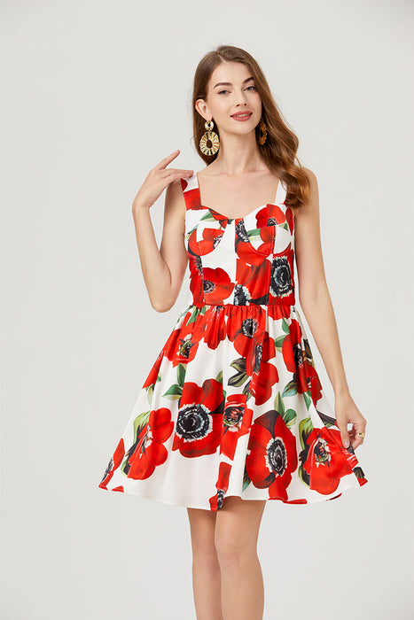 Women Summer Sleeveless Floral A Line Elegant Dress-Fancey Boutique