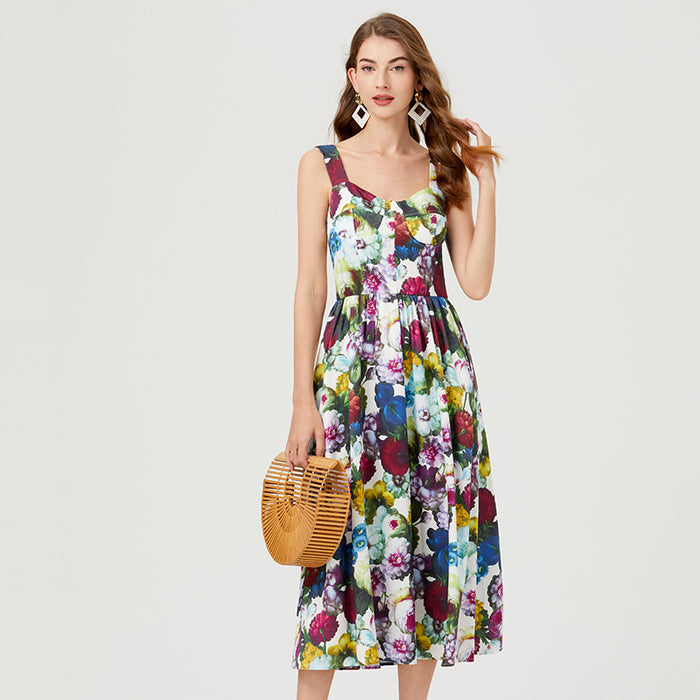 Women Summer Sleeveless Floral A Line Elegant Dress-Fancey Boutique