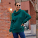 Color-Green-Autumn Winter Sweaters Women Mohair Solid Color Long Sleeve Turtleneck Pullover Knitwear-Fancey Boutique