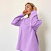 Spring Autumn Solid Color Long Sleeved T Shirt Women Loose Basic Casual Cotton Top-Lavender-Fancey Boutique