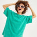 Spring Summer Solid Color T Shirt Women Washed Old Batik Top Cotton Short Sleeve-Fancey Boutique