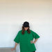 Spring Summer Solid Color Short Sleeved Women Loose Large Cotton T Shirt Simple Top-Blackish Green-Fancey Boutique