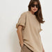 Spring Summer Cotton T Shirt Solid Color Short Sleeve Women Loose Large Version-Fancey Boutique