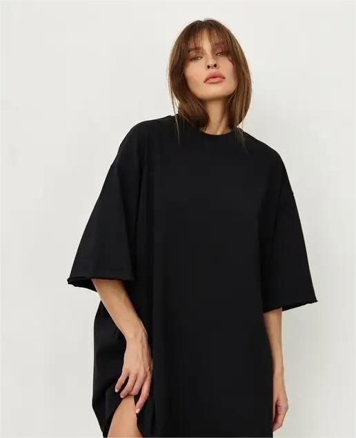 Spring Summer Cotton T Shirt Solid Color Short Sleeve Women Loose Large Version-Black-Fancey Boutique