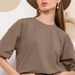 Spring Summer Solid Color T Shirt Women Cotton Short Sleeved Shirt Loose All Match-Khaki-1-Fancey Boutique