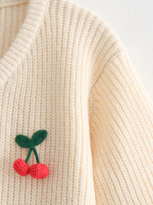 Spring Women Cherry Sweater Accessories Short Sleeved Shirt-Fancey Boutique